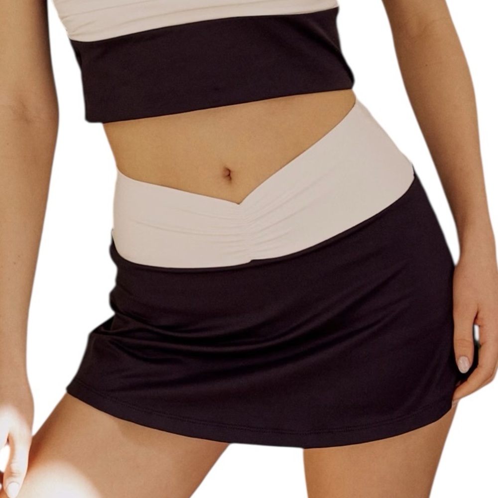 NWT NUAJE NUAJE Isabelle Bikini Skort In Black And White Size Medium Retail $145